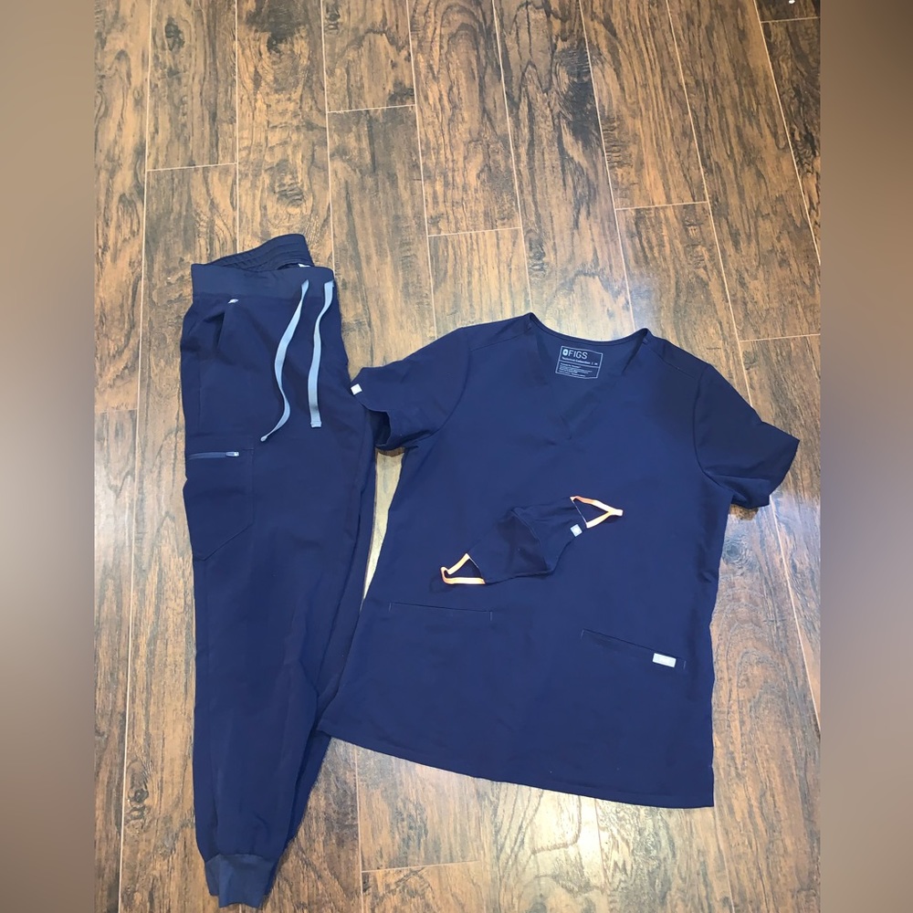 Figs Blue Set Zamora Jogger Pant Casma Three-pocket Top M/M With Mask!!